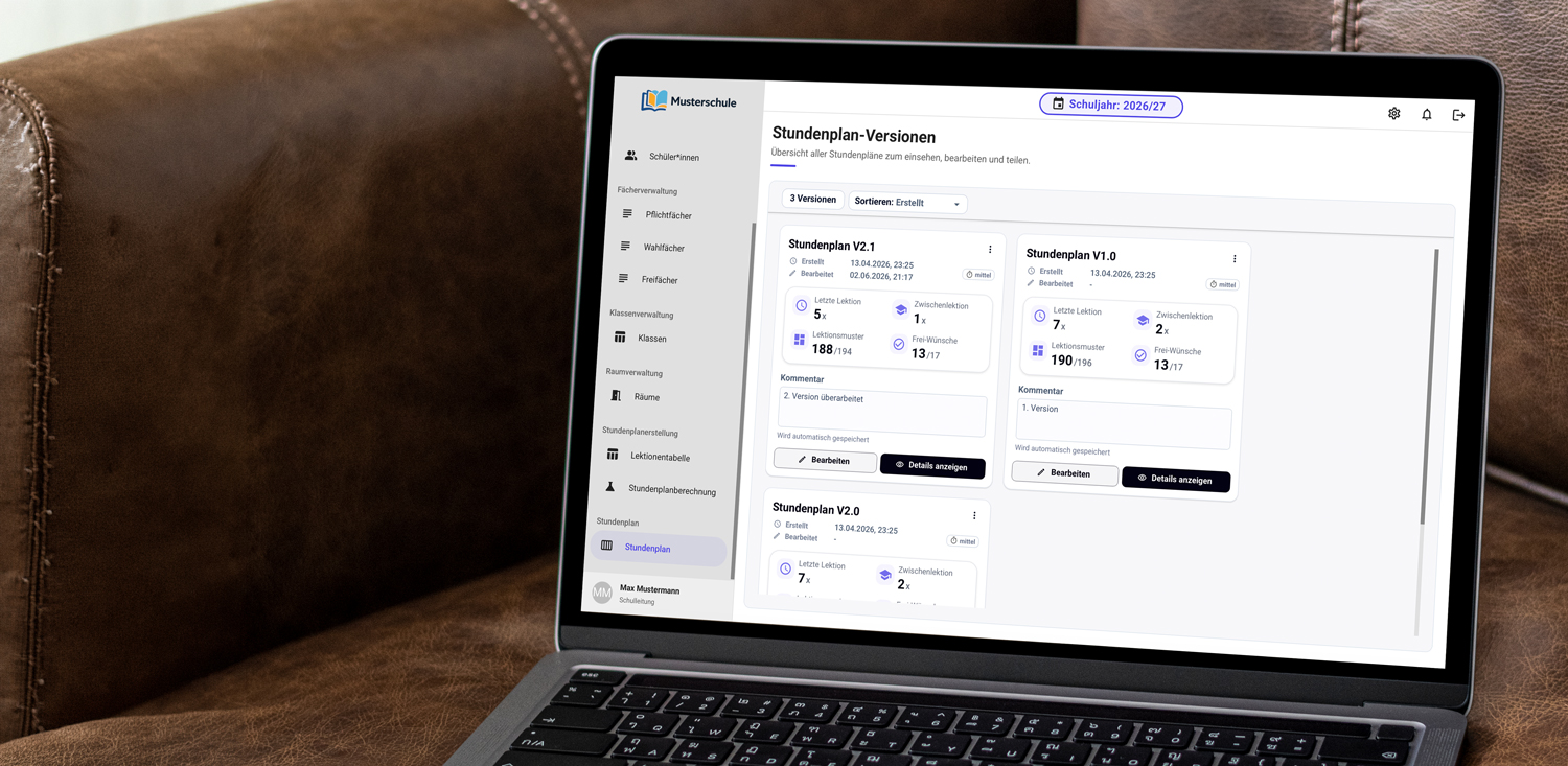 Stundenplan Software Schweiz EduTab Schritt 3